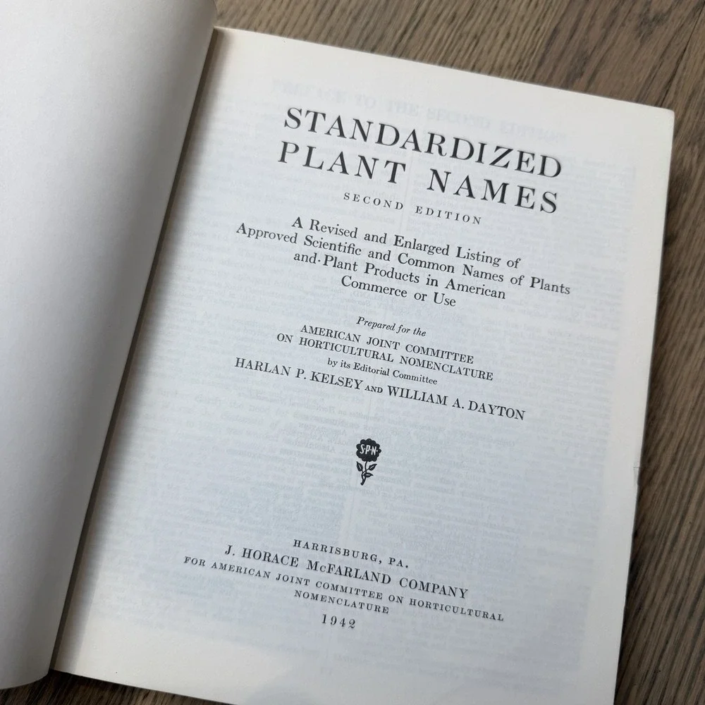 Standardized Plant Names 2nd Edition Kelsey, Harlan  1942 Gardening Horticulture